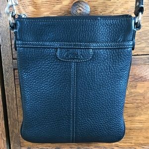 Coach black pebbled leather cross-body purse